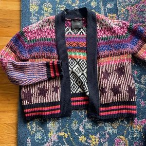 Maison Scotch colorful pattern cardigan sweater with stars